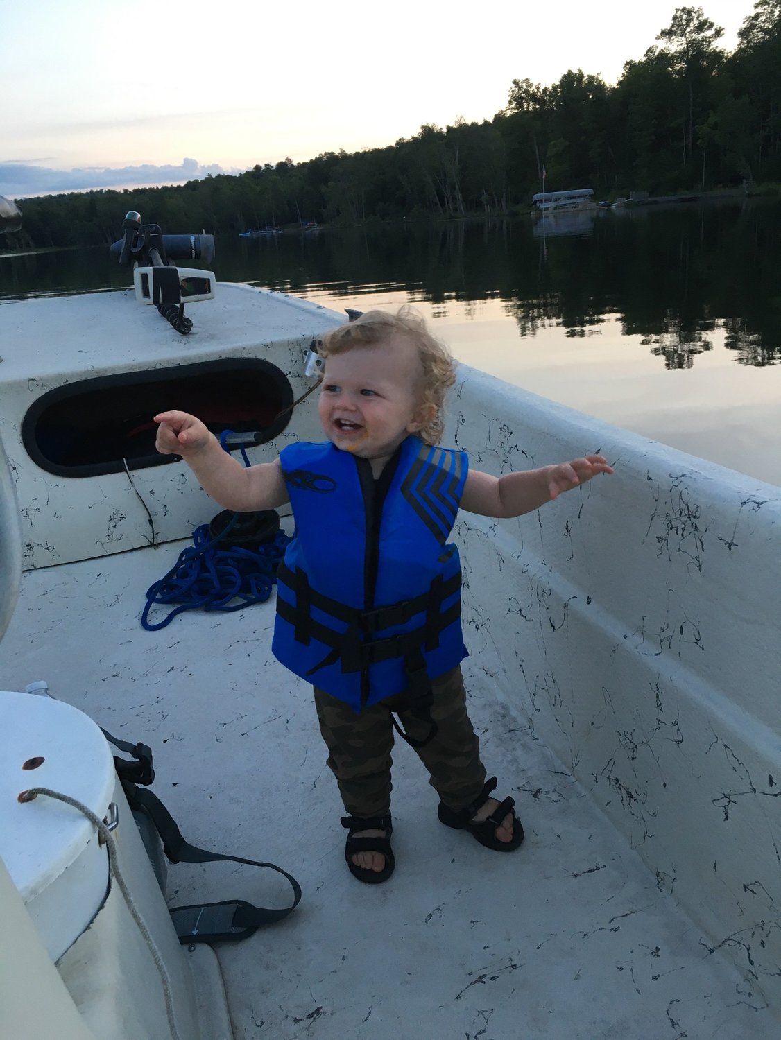 My son Rorick showed excitement on his first boating excursion.